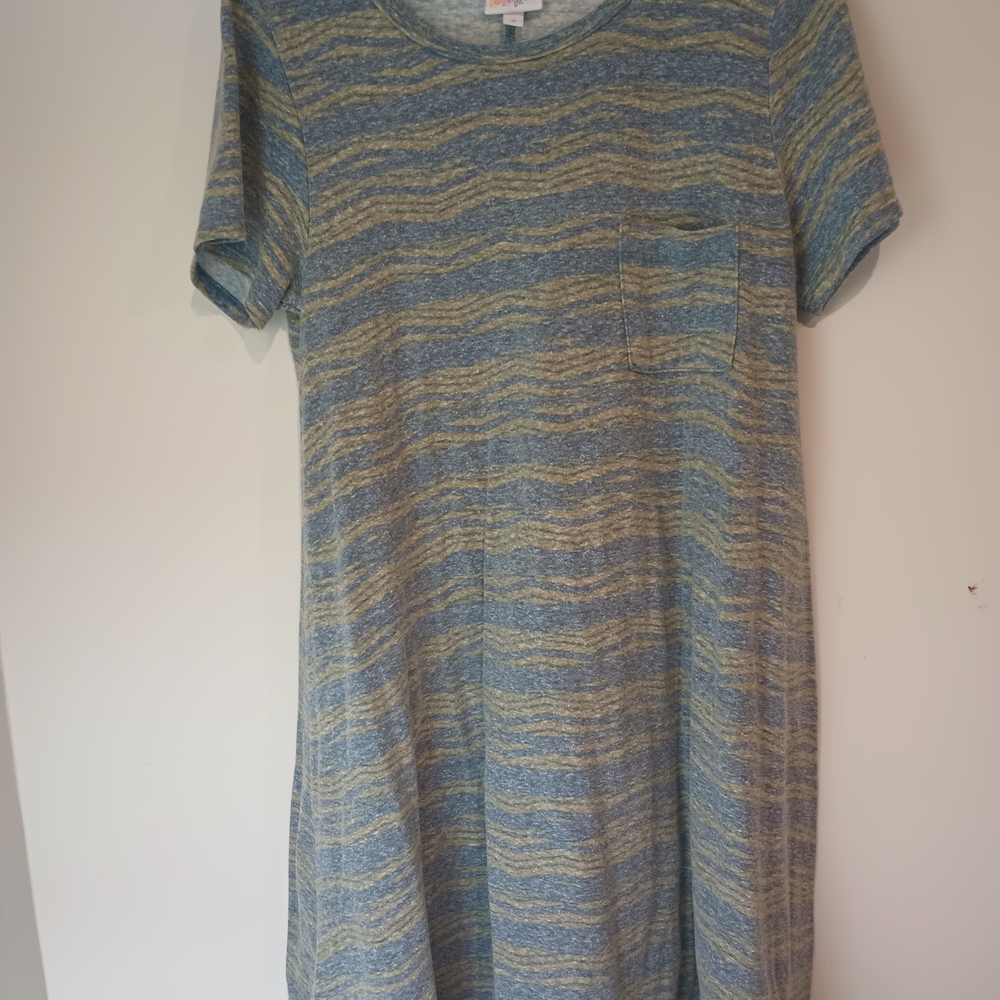 Striped Blue and Gray Women's Dress